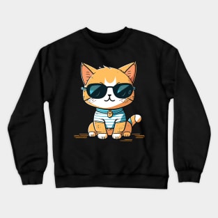 Cute ginger cat wearing sunglasses Crewneck Sweatshirt